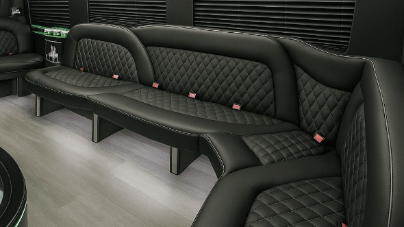 Interior of Charter Bus Company Sunnyvale's 14 Passenger Sprinter Limousine in Sunnyvale