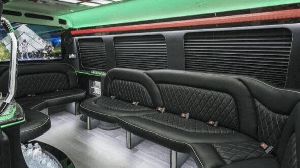 Interior of Charter Bus Company Watsonville's 18 Passenger Party Bus in Watsonville