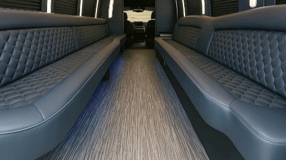 Interior of Charter Bus Company Watsonville's 20 Passenger Party Bus in Watsonville