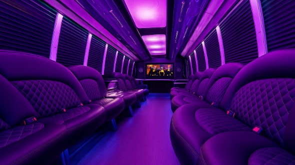 Interior of Charter Bus Company Gilroy's 30 Passenger Party Bus in Gilroy