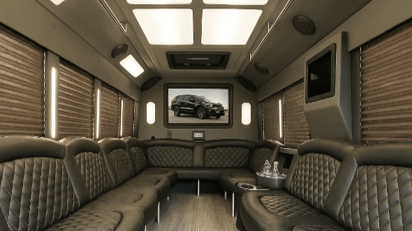 Interior of Charter Bus Company Mountain View's 30 Passenger Party Bus in Mountain View