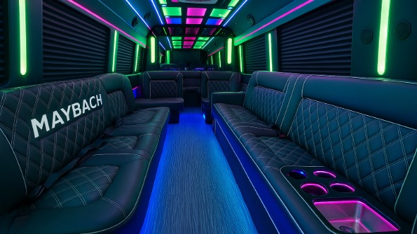 Interior of Charter Bus Company Santa Cruz's 30 Passenger Party Bus in Santa Cruz